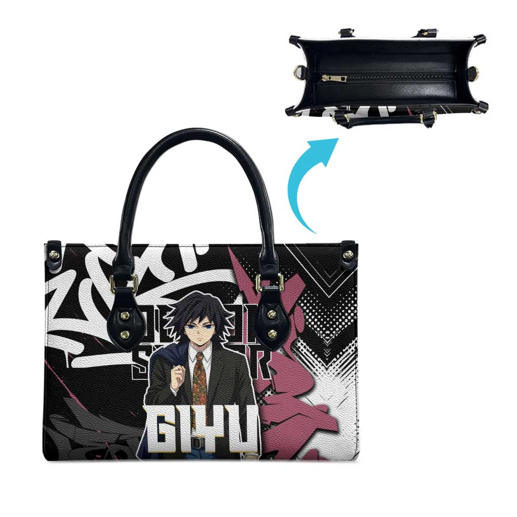 Giyu Tomioka Demon Slayer Leather Bag Red & Black Graffiti Anime