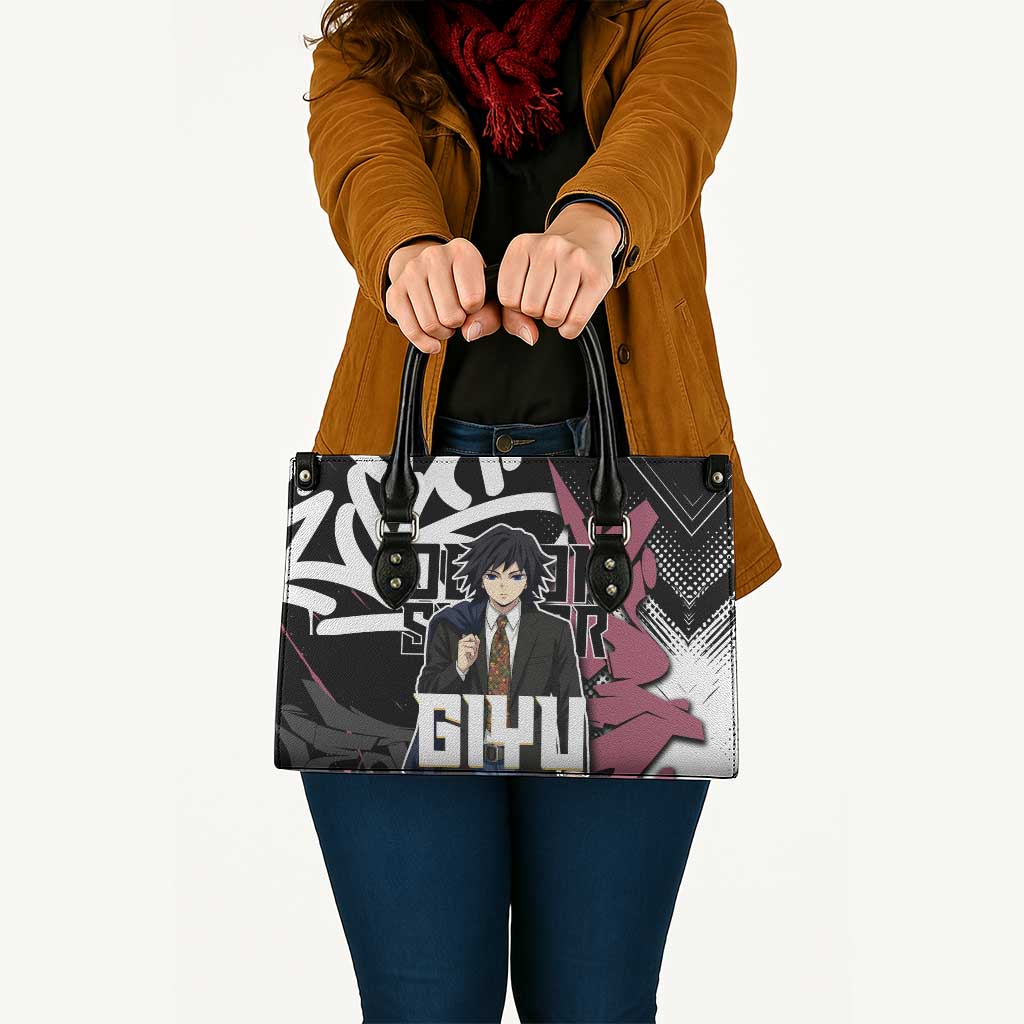 Giyu Tomioka Demon Slayer Leather Bag Red & Black Graffiti Anime