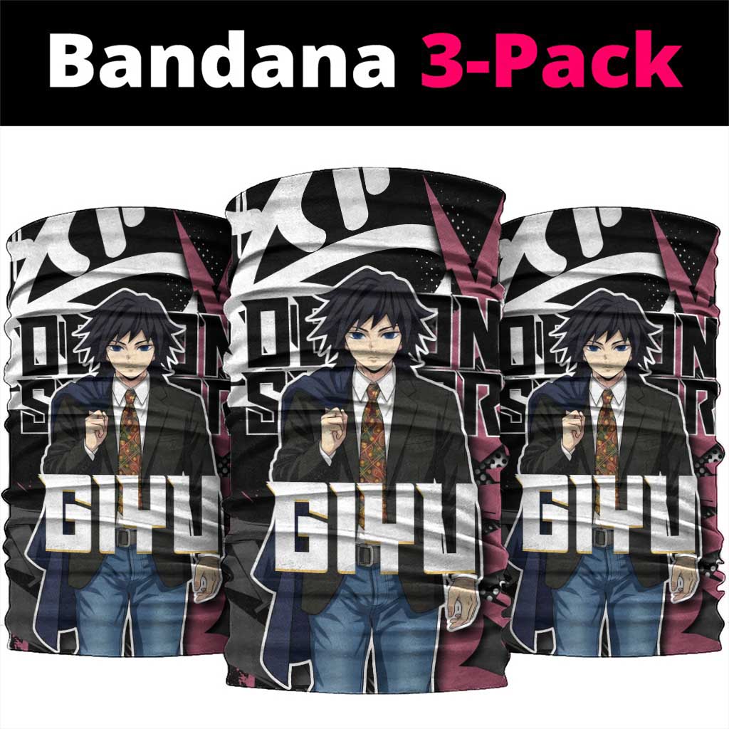 Giyu Tomioka Demon Slayer Neck Gaiter Red & Black Graffiti Anime