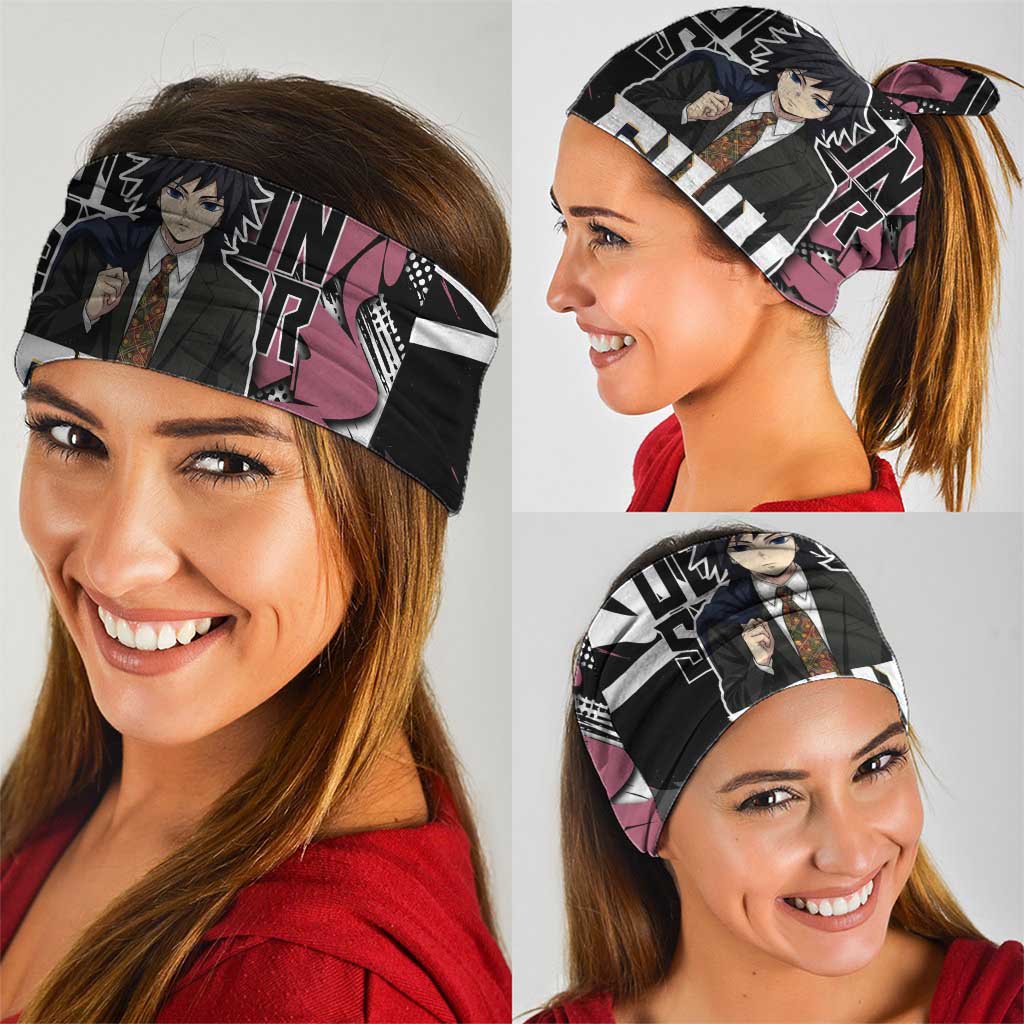 Giyu Tomioka Demon Slayer Neck Gaiter Red & Black Graffiti Anime