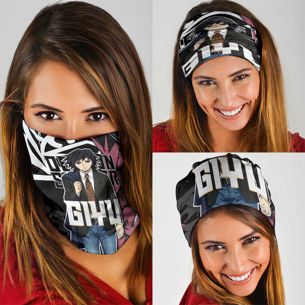 Giyu Tomioka Demon Slayer Neck Gaiter Red & Black Graffiti Anime