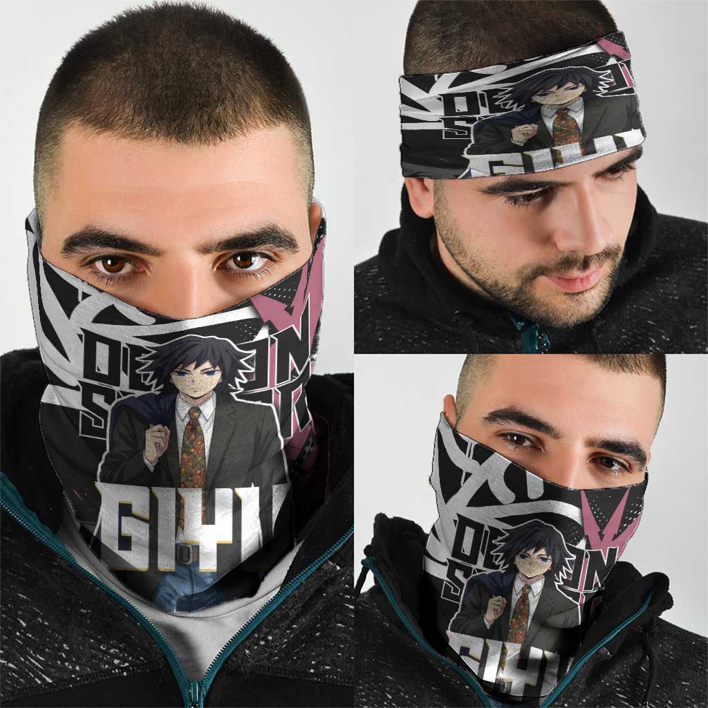 Giyu Tomioka Demon Slayer Neck Gaiter Red & Black Graffiti Anime