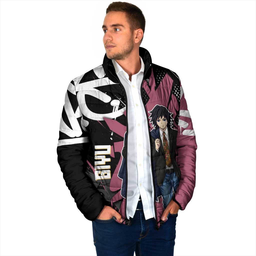 Giyu Tomioka Demon Slayer Padded Jacket Red & Black Graffiti Anime