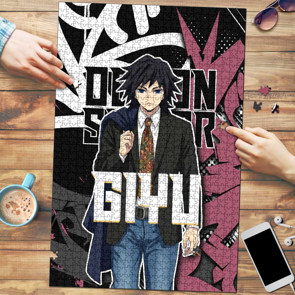 Giyu Tomioka Demon Slayer Puzzle Red & Black Graffiti Anime