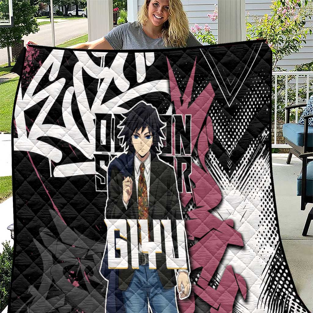Giyu Tomioka Demon Slayer Quilt Red & Black Graffiti Anime