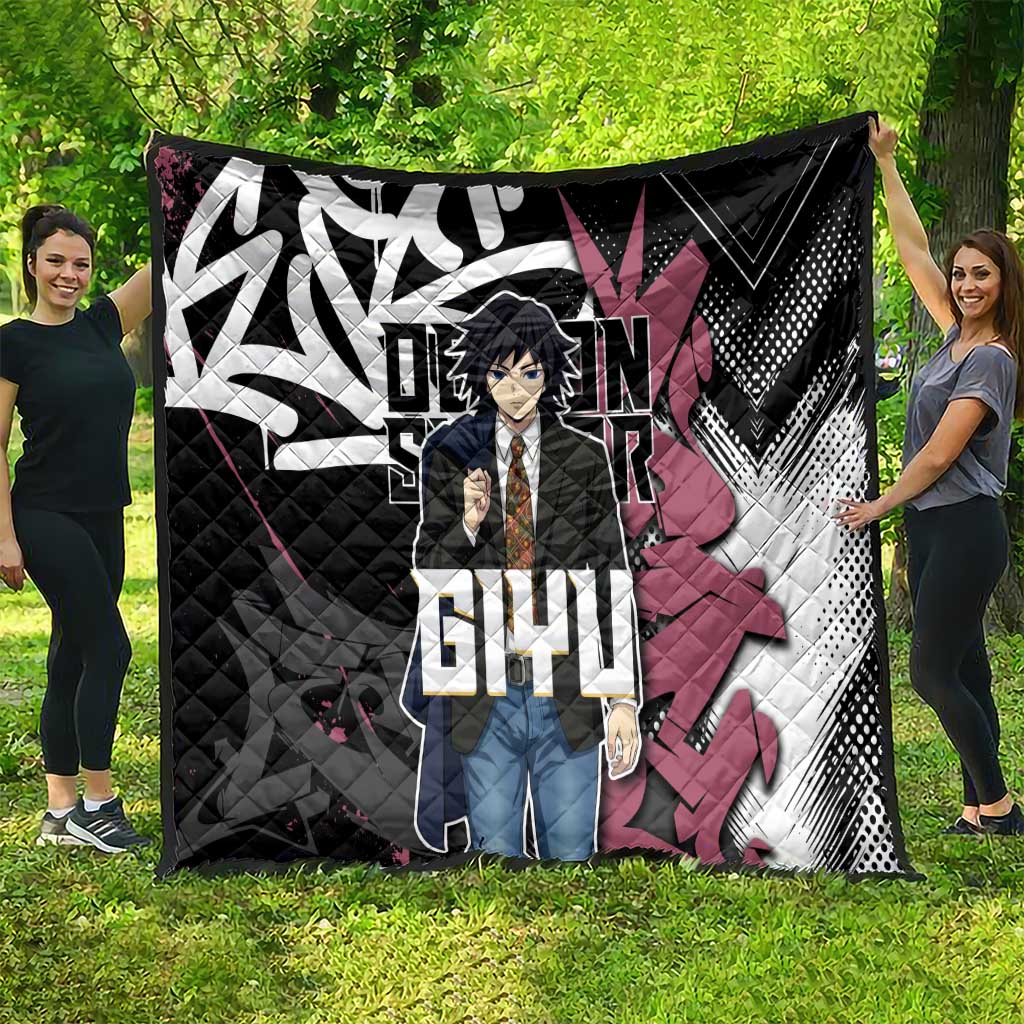 Giyu Tomioka Demon Slayer Quilt Red & Black Graffiti Anime