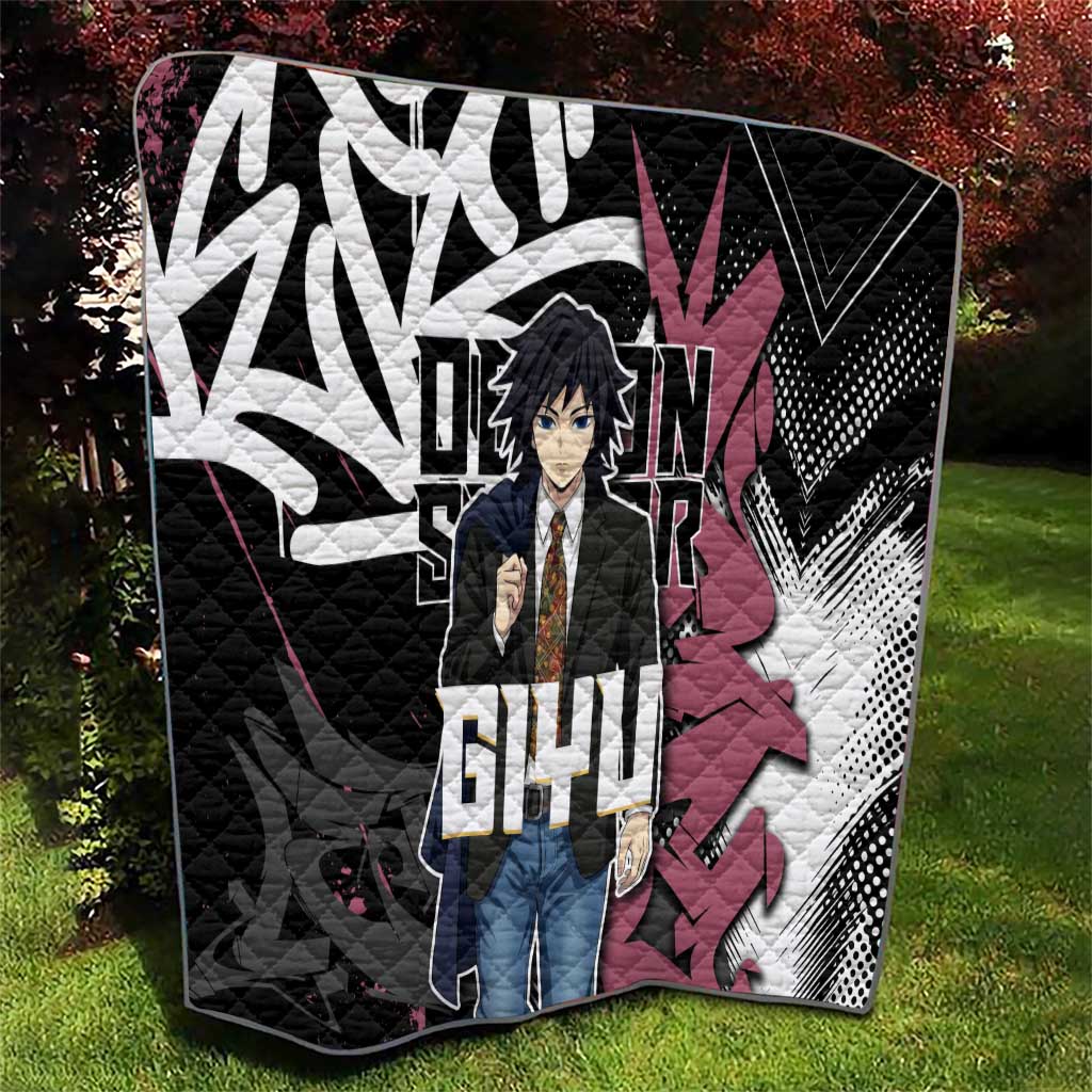 Giyu Tomioka Demon Slayer Quilt Red & Black Graffiti Anime