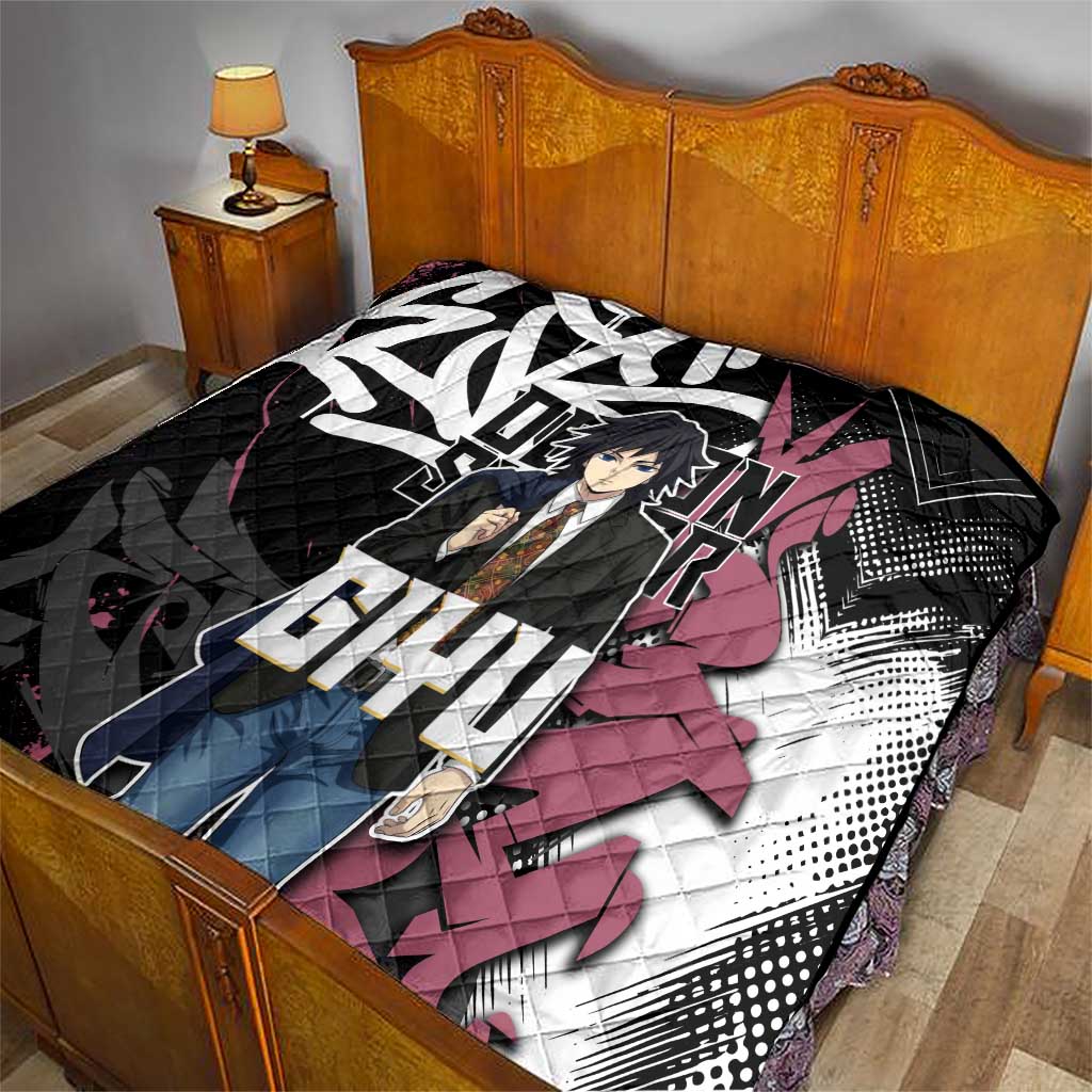 Giyu Tomioka Demon Slayer Quilt Red & Black Graffiti Anime
