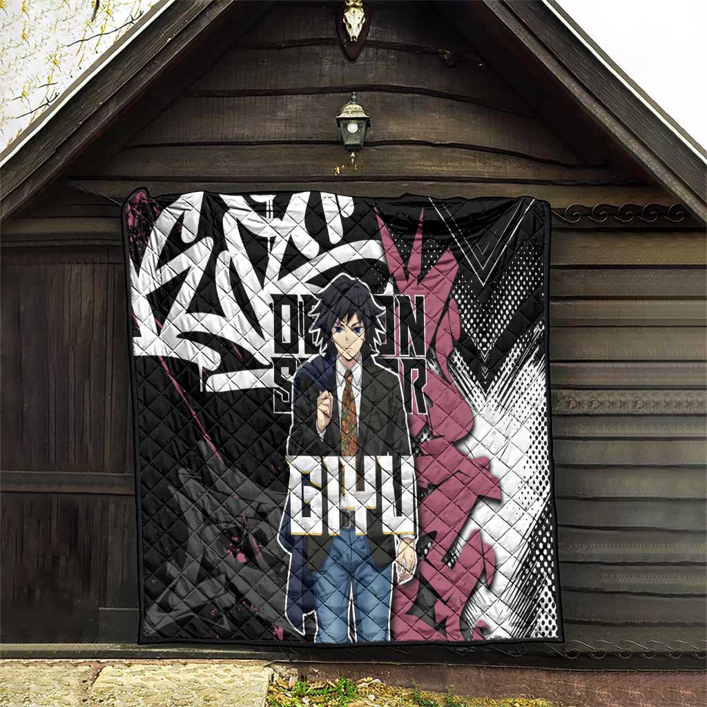 Giyu Tomioka Demon Slayer Quilt Red & Black Graffiti Anime
