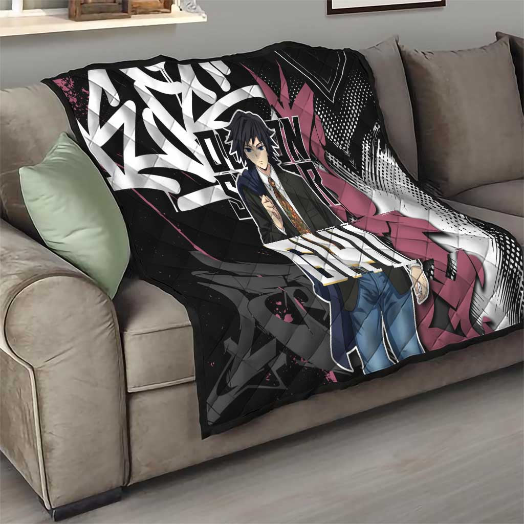 Giyu Tomioka Demon Slayer Quilt Red & Black Graffiti Anime