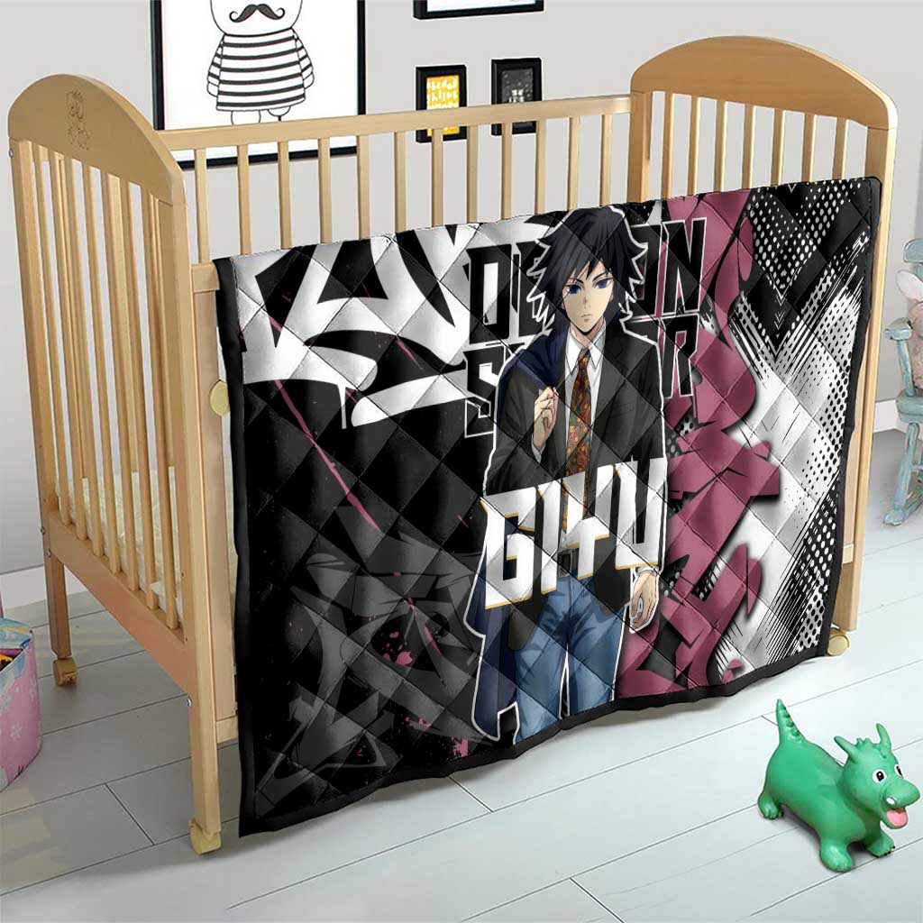 Giyu Tomioka Demon Slayer Quilt Red & Black Graffiti Anime