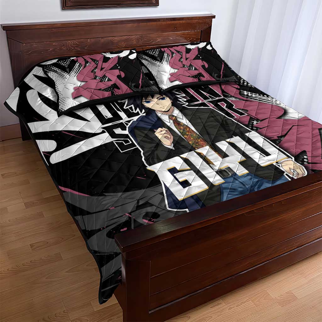 Giyu Tomioka Demon Slayer Quilt Bed Set Red & Black Graffiti Anime