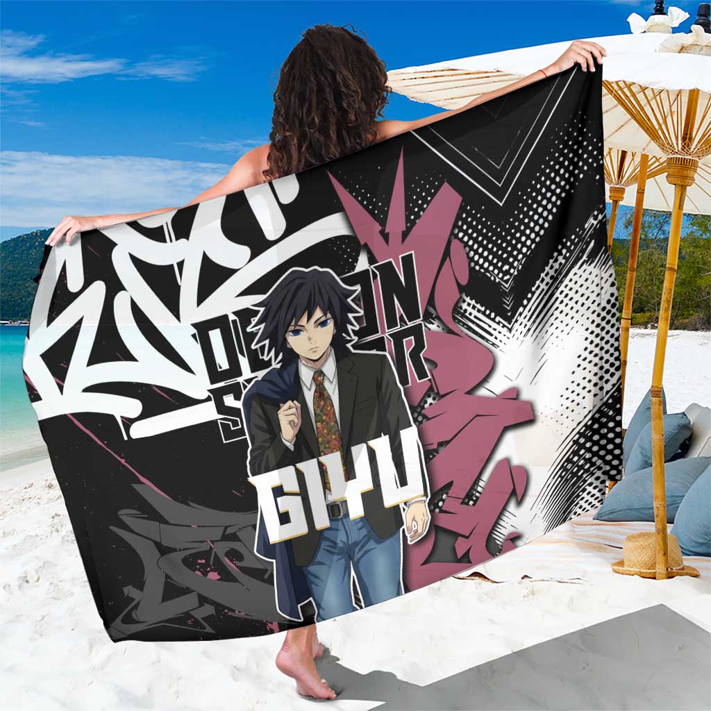 Giyu Tomioka Demon Slayer Sarong Red & Black Graffiti Anime