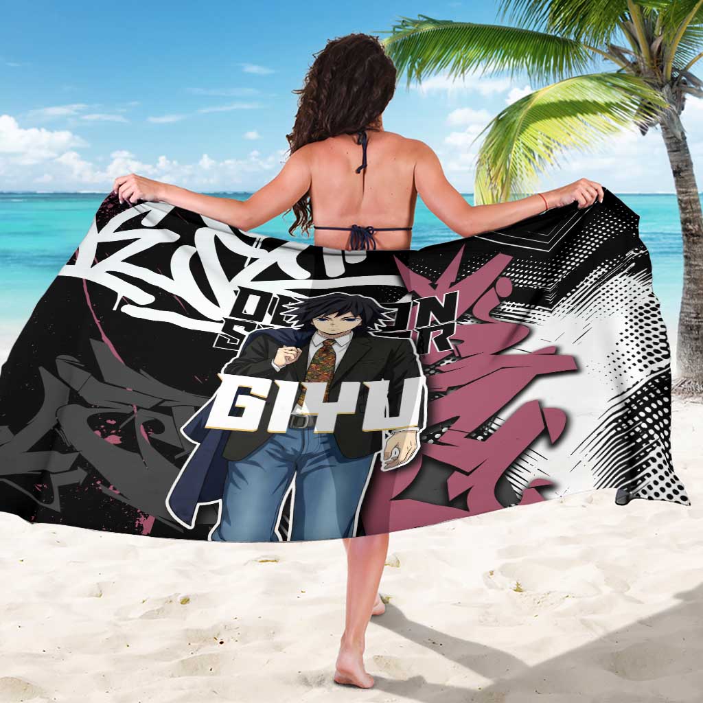 Giyu Tomioka Demon Slayer Sarong Red & Black Graffiti Anime