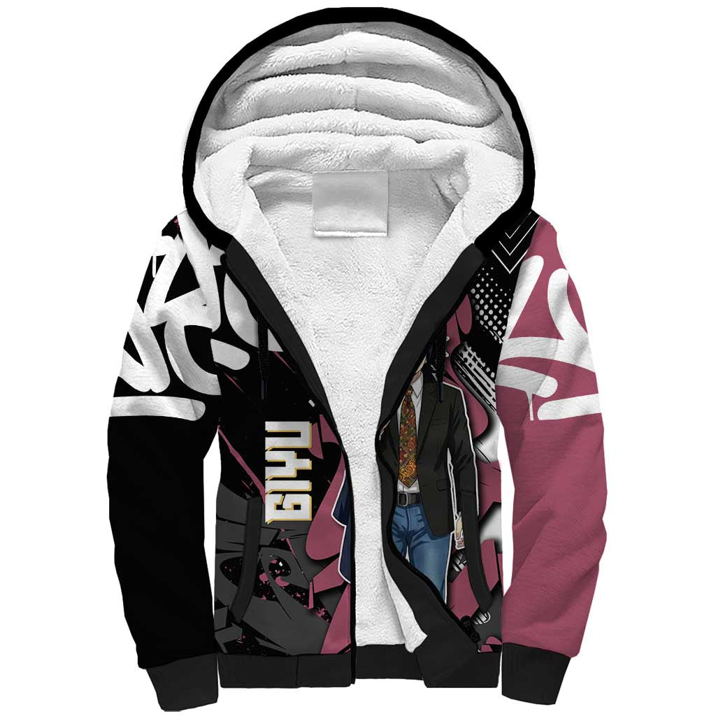 Giyu Tomioka Demon Slayer Sherpa Hoodie Red & Black Graffiti Anime