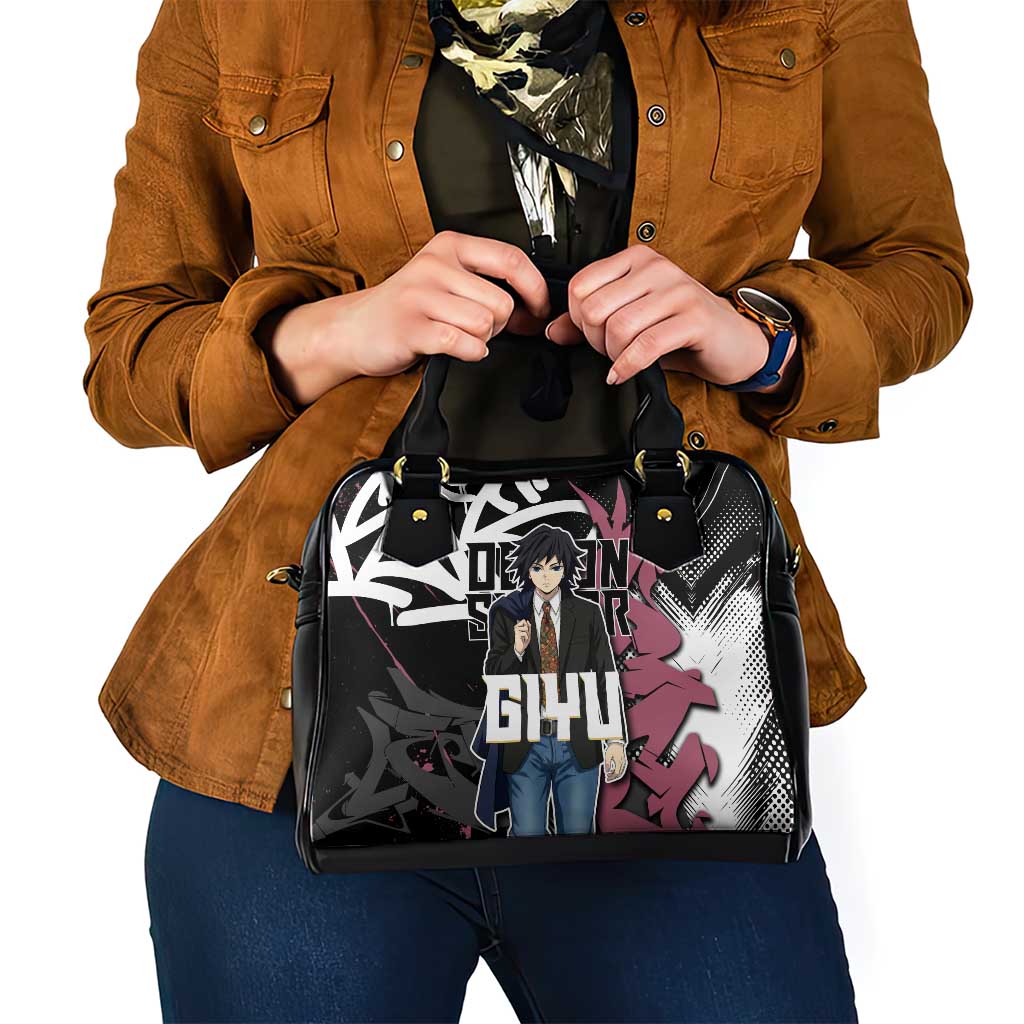 Giyu Tomioka Demon Slayer Shoulder Handbag Red & Black Graffiti Anime