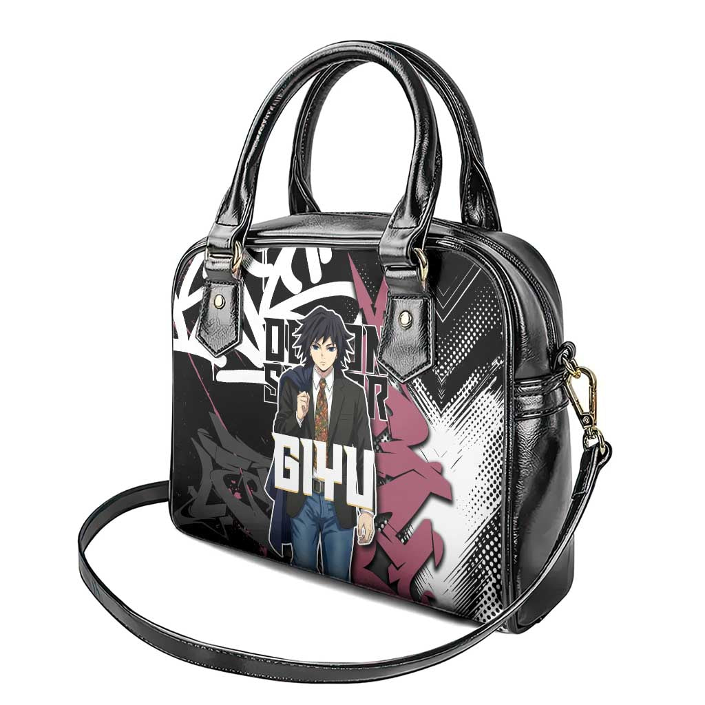 Giyu Tomioka Demon Slayer Shoulder Handbag Red & Black Graffiti Anime