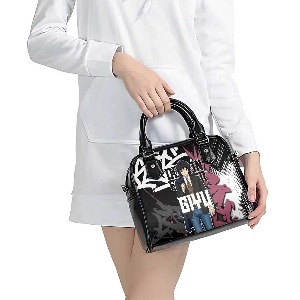 Giyu Tomioka Demon Slayer Shoulder Handbag Red & Black Graffiti Anime