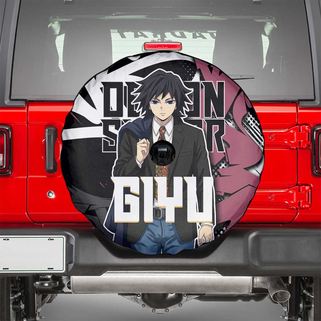 Giyu Tomioka Demon Slayer Spare Tire Cover Red & Black Graffiti Anime