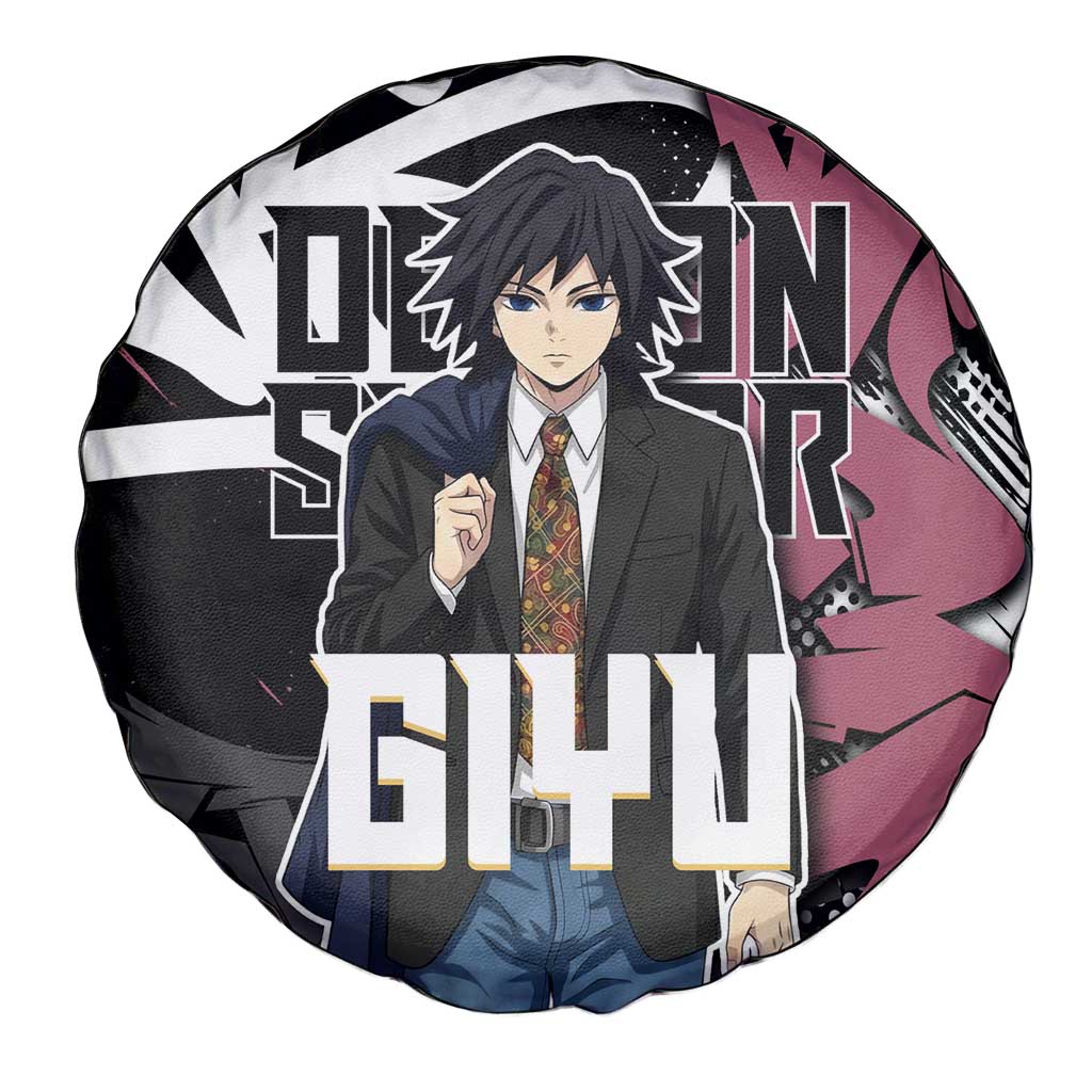 Giyu Tomioka Demon Slayer Spare Tire Cover Red & Black Graffiti Anime