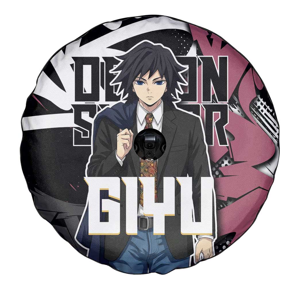 Giyu Tomioka Demon Slayer Spare Tire Cover Red & Black Graffiti Anime