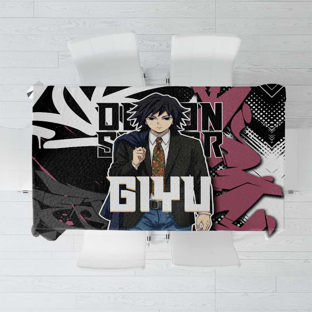 Giyu Tomioka Demon Slayer Tablecloth Red & Black Graffiti Anime