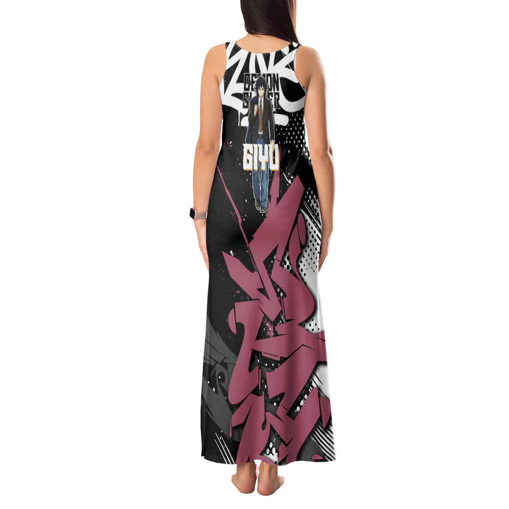 Giyu Tomioka Demon Slayer Tank Maxi Dress Red & Black Graffiti Anime