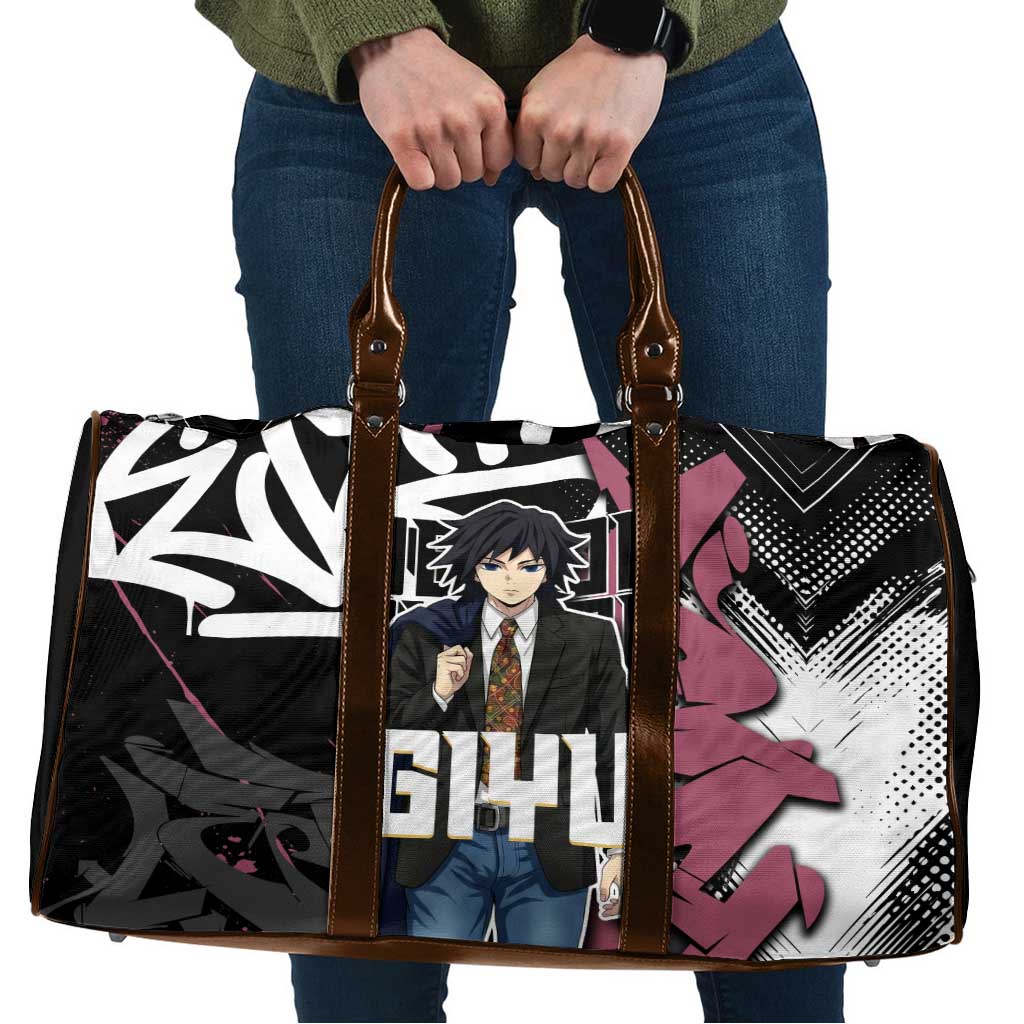 Giyu Tomioka Demon Slayer Travel Bag Red & Black Graffiti Anime