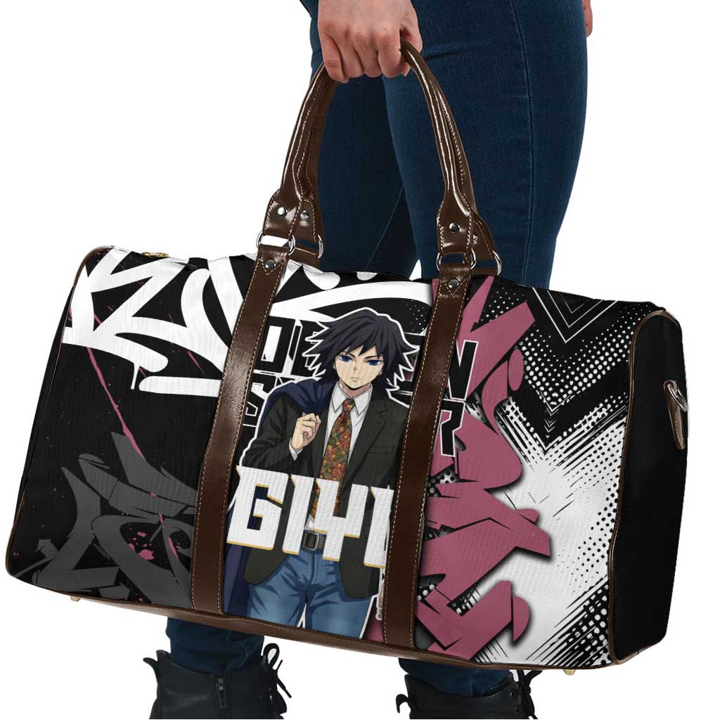 Giyu Tomioka Demon Slayer Travel Bag Red & Black Graffiti Anime