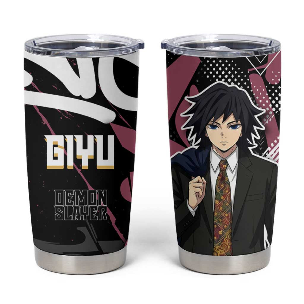 Giyu Tomioka Demon Slayer Tumbler Cup Red & Black Graffiti Anime