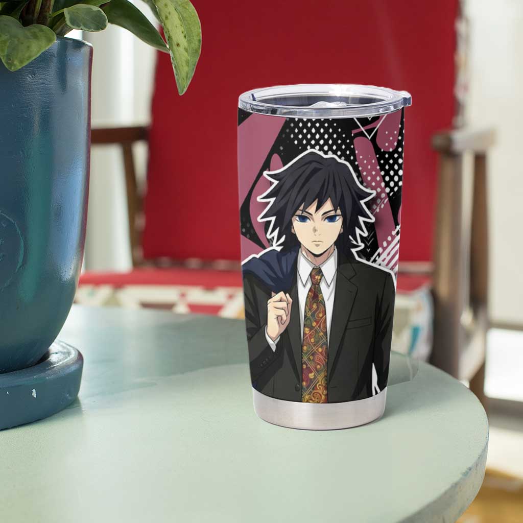 Giyu Tomioka Demon Slayer Tumbler Cup Red & Black Graffiti Anime
