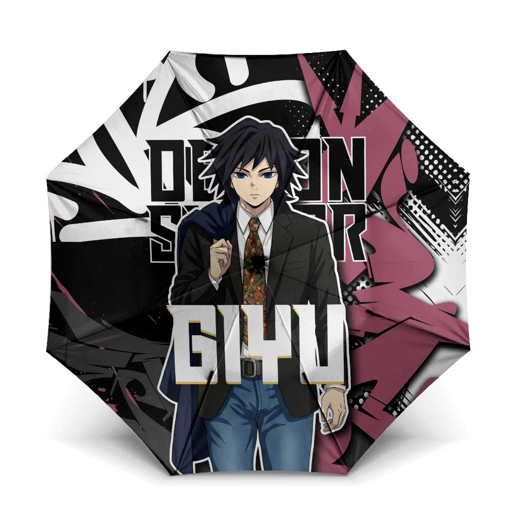 Giyu Tomioka Demon Slayer Umbrella Red & Black Graffiti Anime