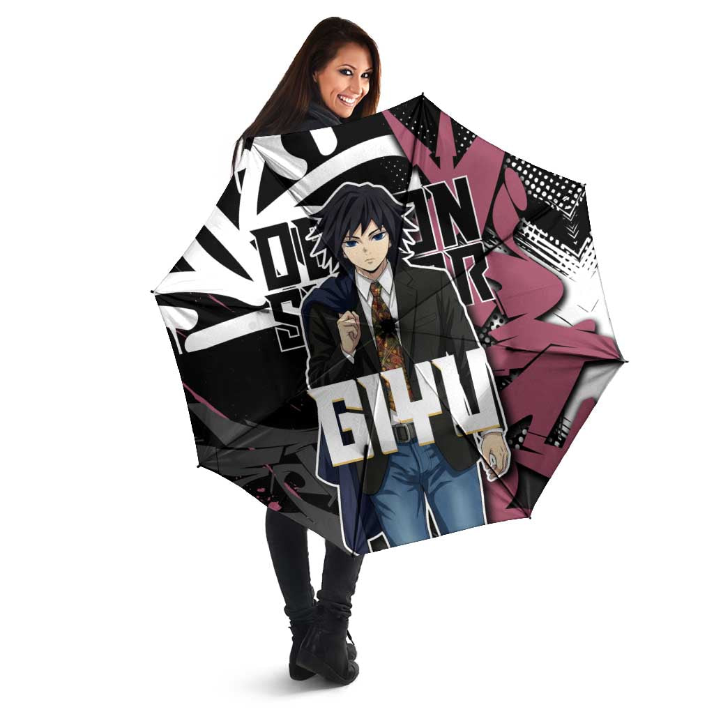 Giyu Tomioka Demon Slayer Umbrella Red & Black Graffiti Anime