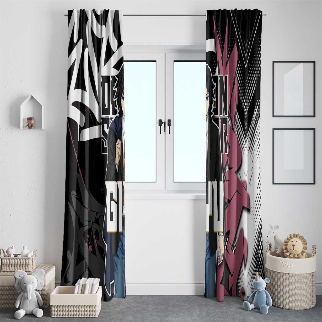 Giyu Tomioka Demon Slayer Window Curtain Red & Black Graffiti Anime