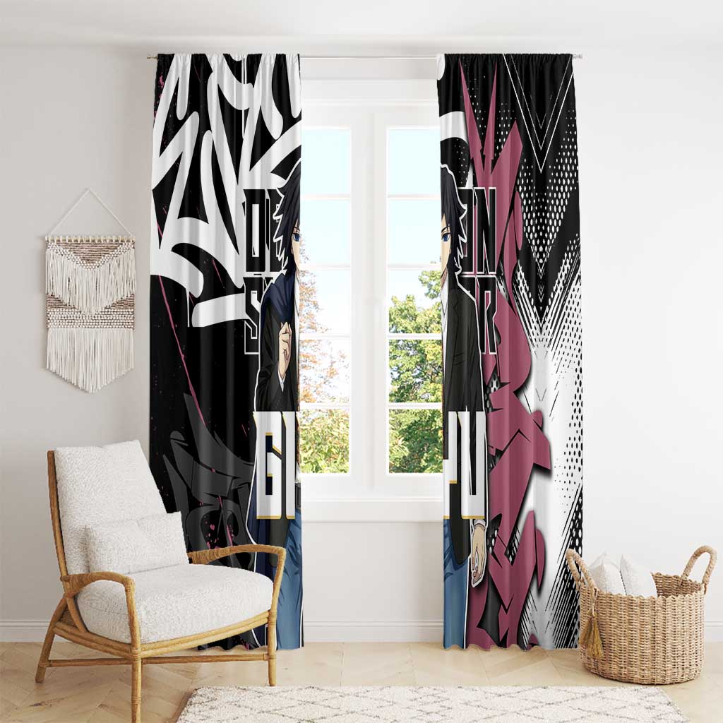 Giyu Tomioka Demon Slayer Window Curtain Red & Black Graffiti Anime
