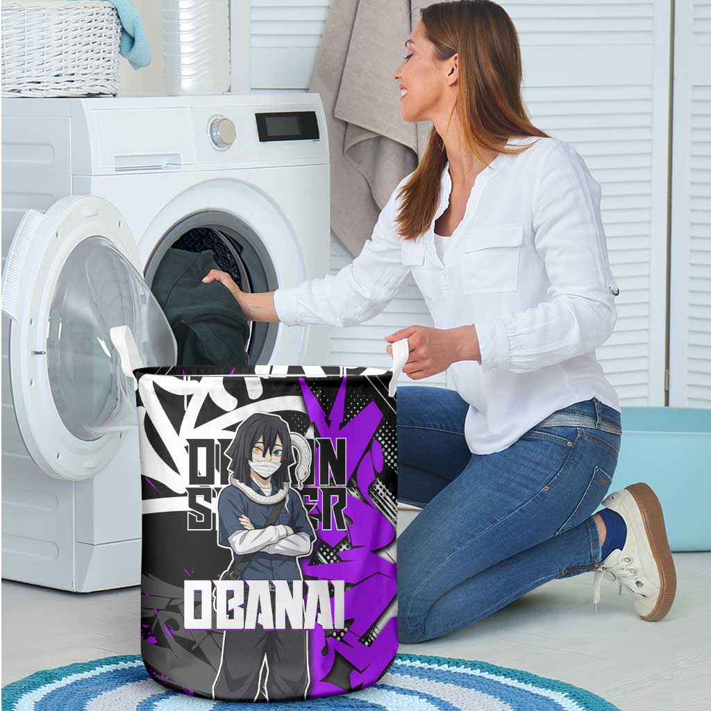 Obanai Iguro Demon Slayer Laundry Basket Purple Graffiti Anime Style