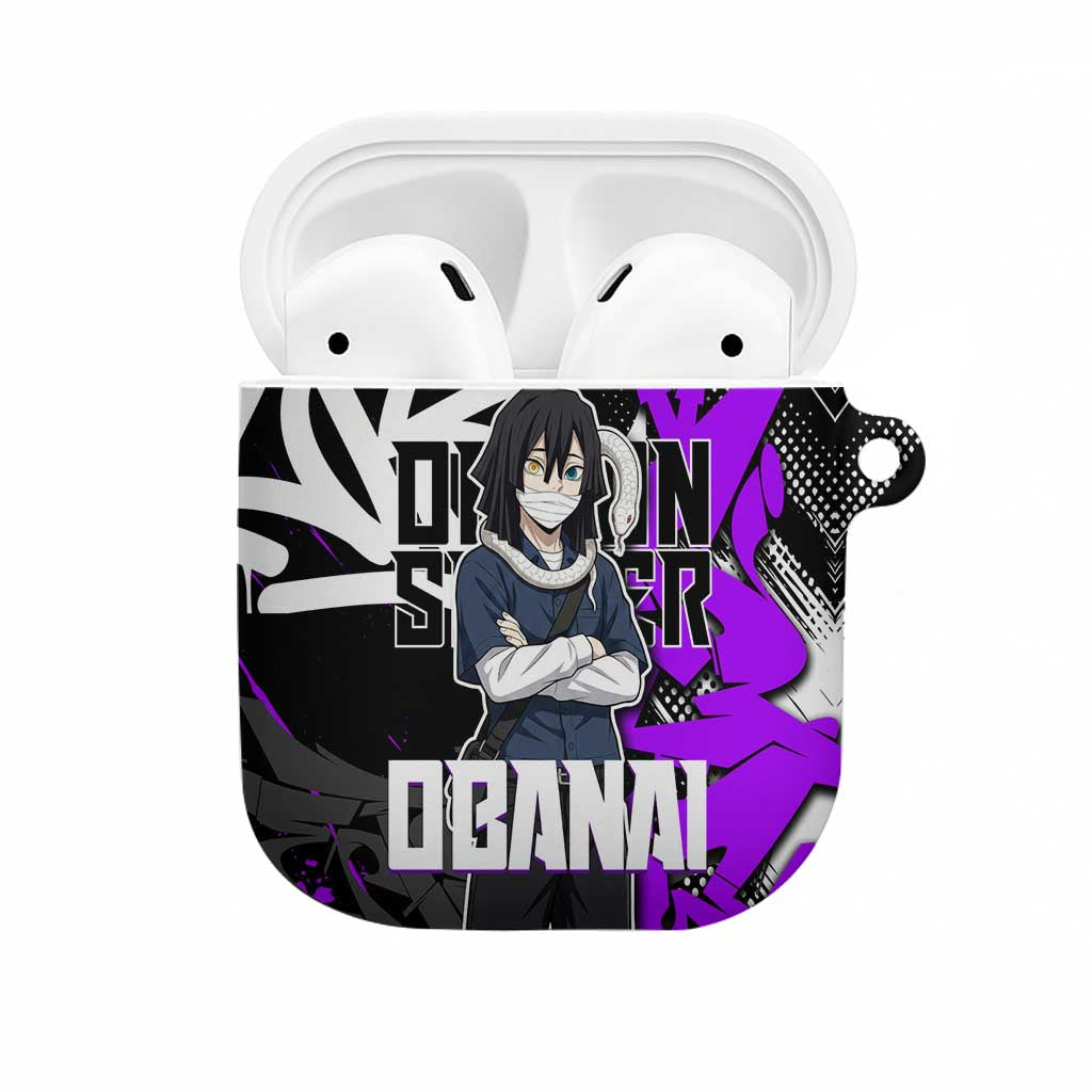 Obanai Iguro Demon Slayer AirPods Case Purple Graffiti Anime Style