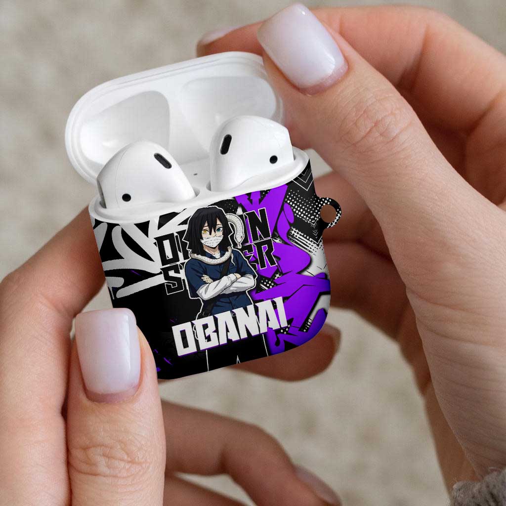 Obanai Iguro Demon Slayer AirPods Case Purple Graffiti Anime Style