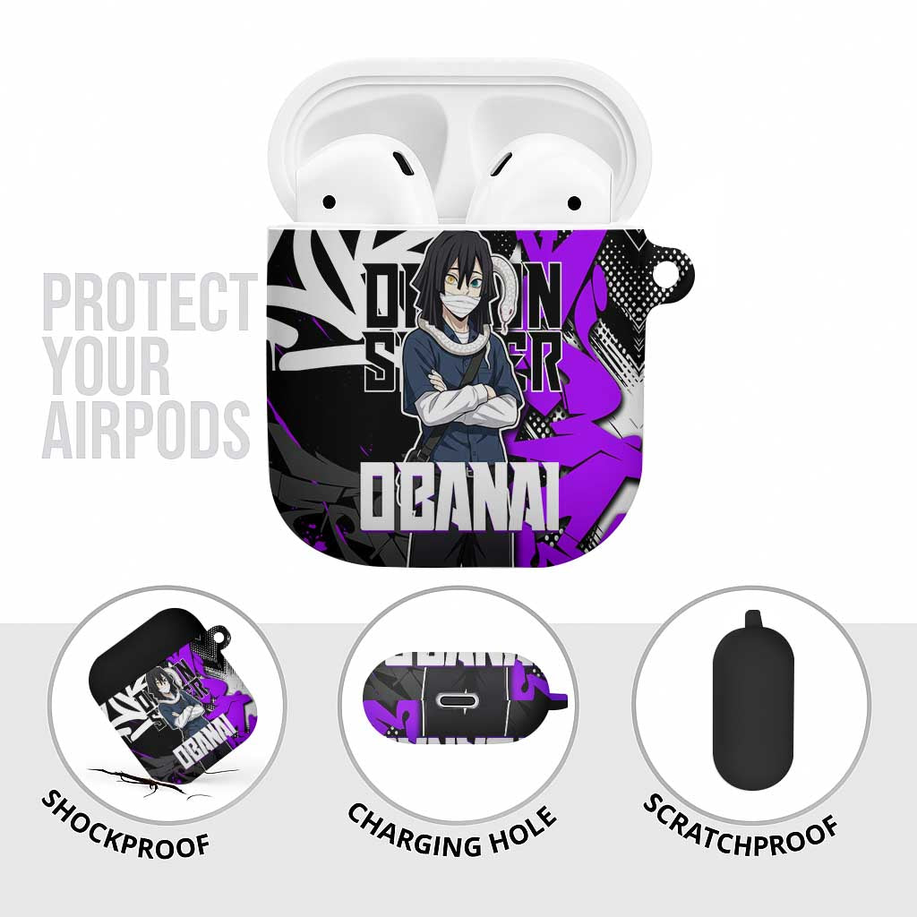 Obanai Iguro Demon Slayer AirPods Case Purple Graffiti Anime Style