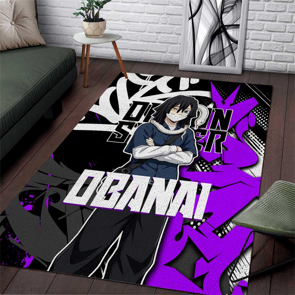 Obanai Iguro Demon Slayer Area Rug Purple Graffiti Anime Style