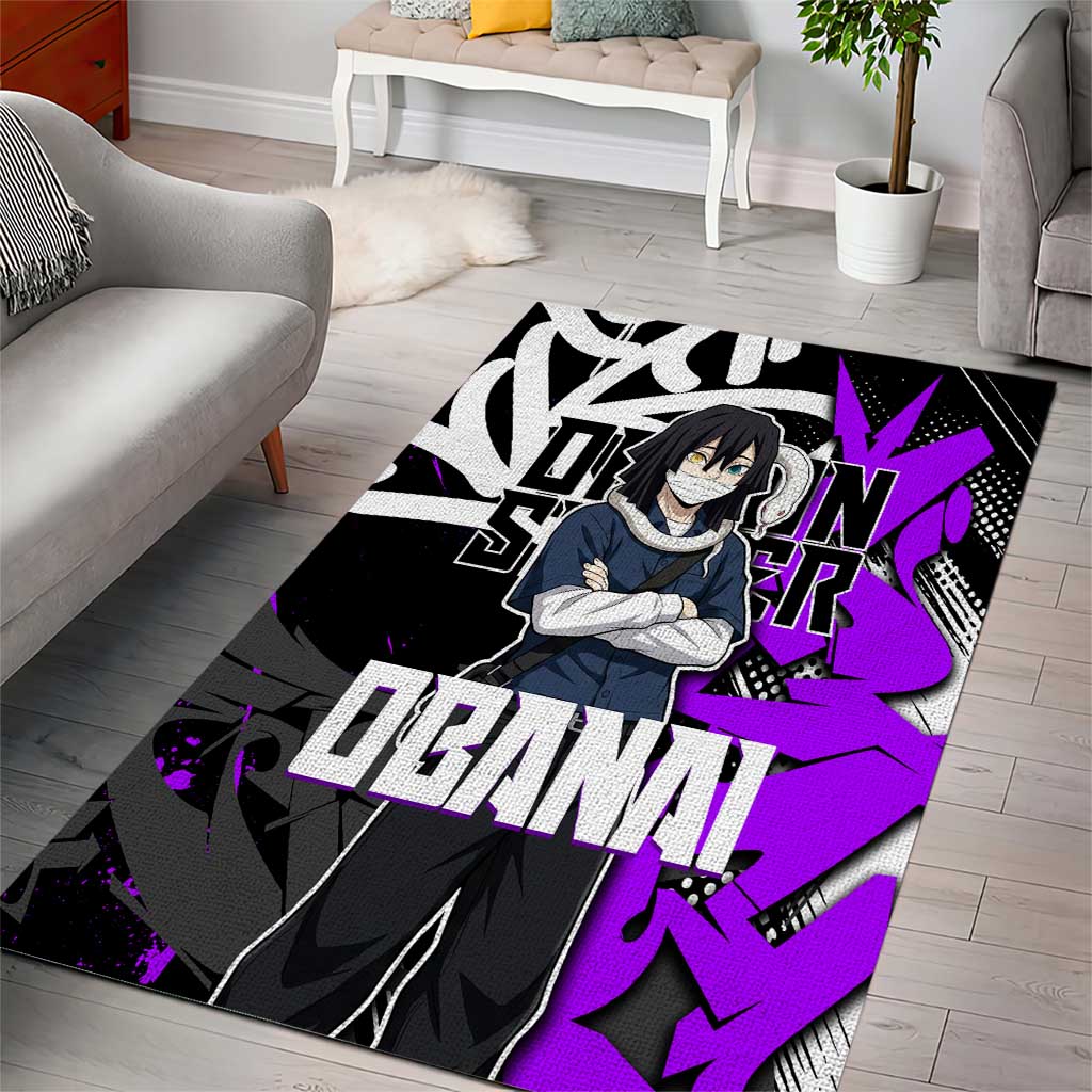 Obanai Iguro Demon Slayer Area Rug Purple Graffiti Anime Style