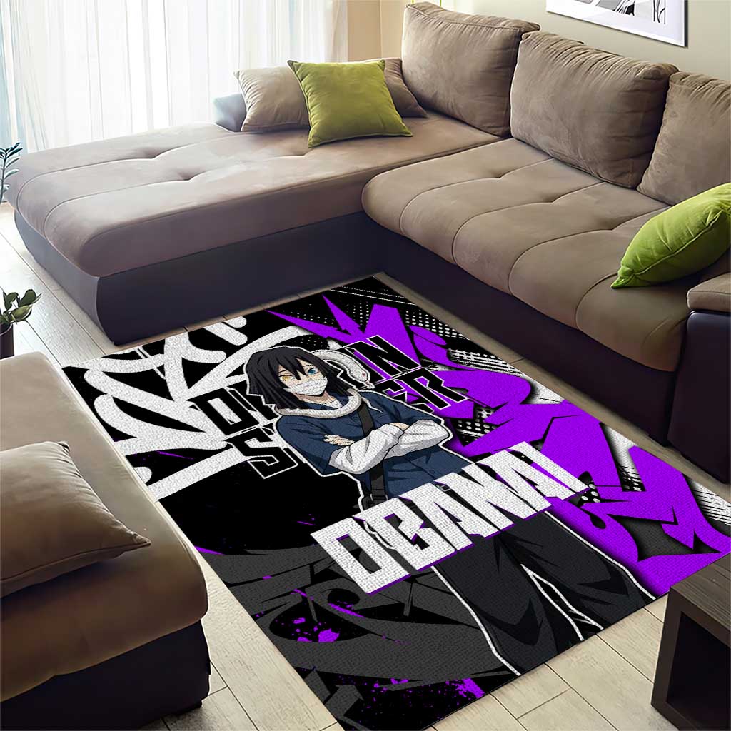 Obanai Iguro Demon Slayer Area Rug Purple Graffiti Anime Style