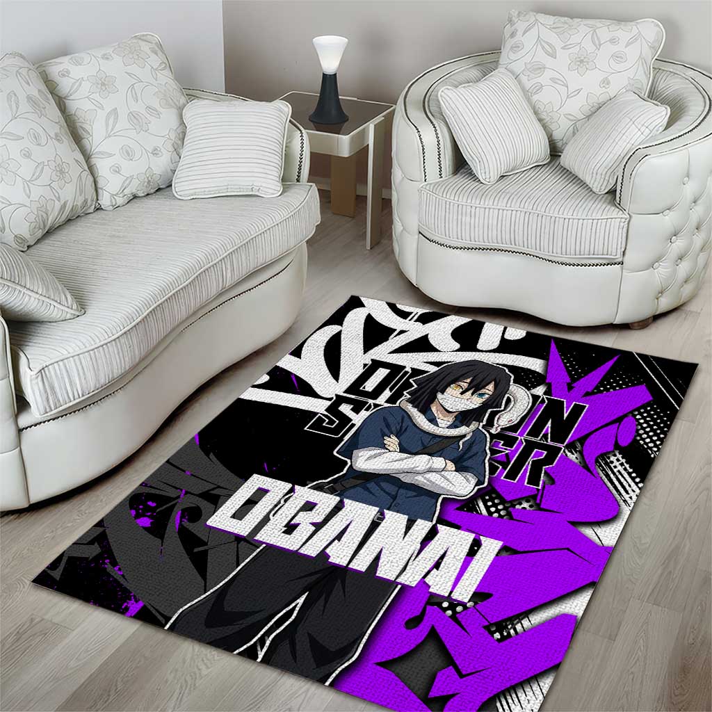 Obanai Iguro Demon Slayer Area Rug Purple Graffiti Anime Style