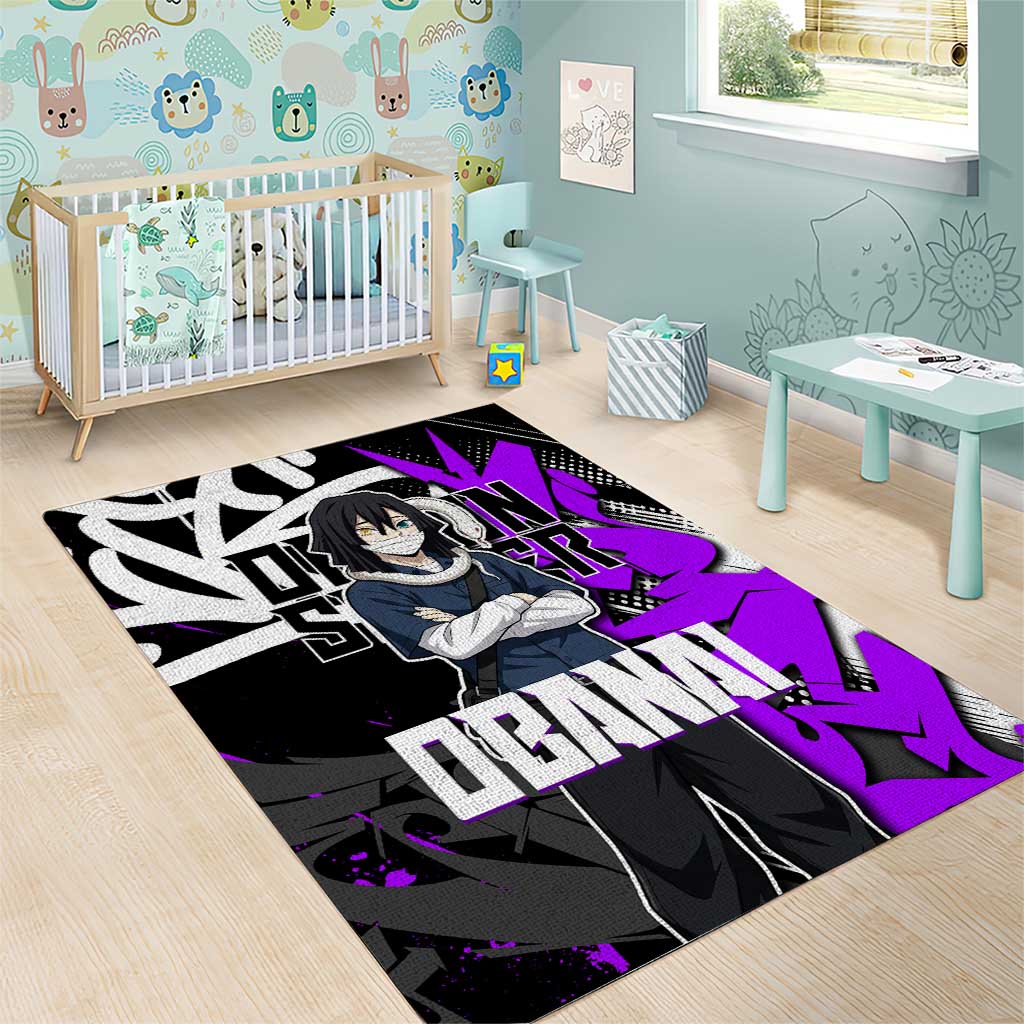 Obanai Iguro Demon Slayer Area Rug Purple Graffiti Anime Style