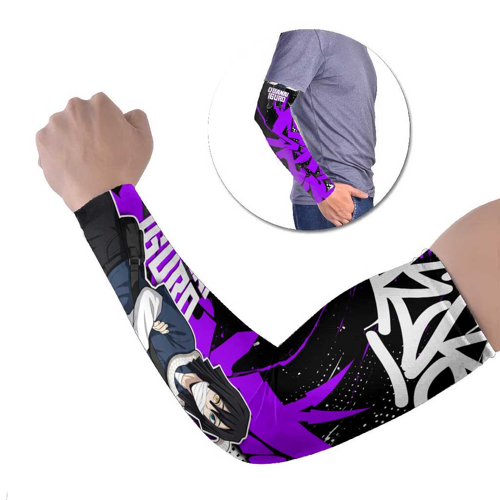 Obanai Iguro Demon Slayer Arm Sleeves Purple Graffiti Anime Style