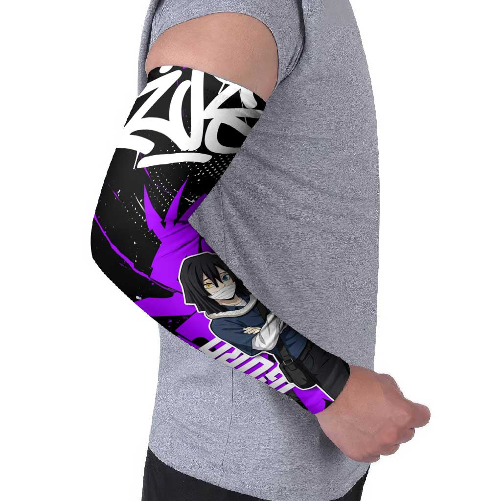 Obanai Iguro Demon Slayer Arm Sleeves Purple Graffiti Anime Style