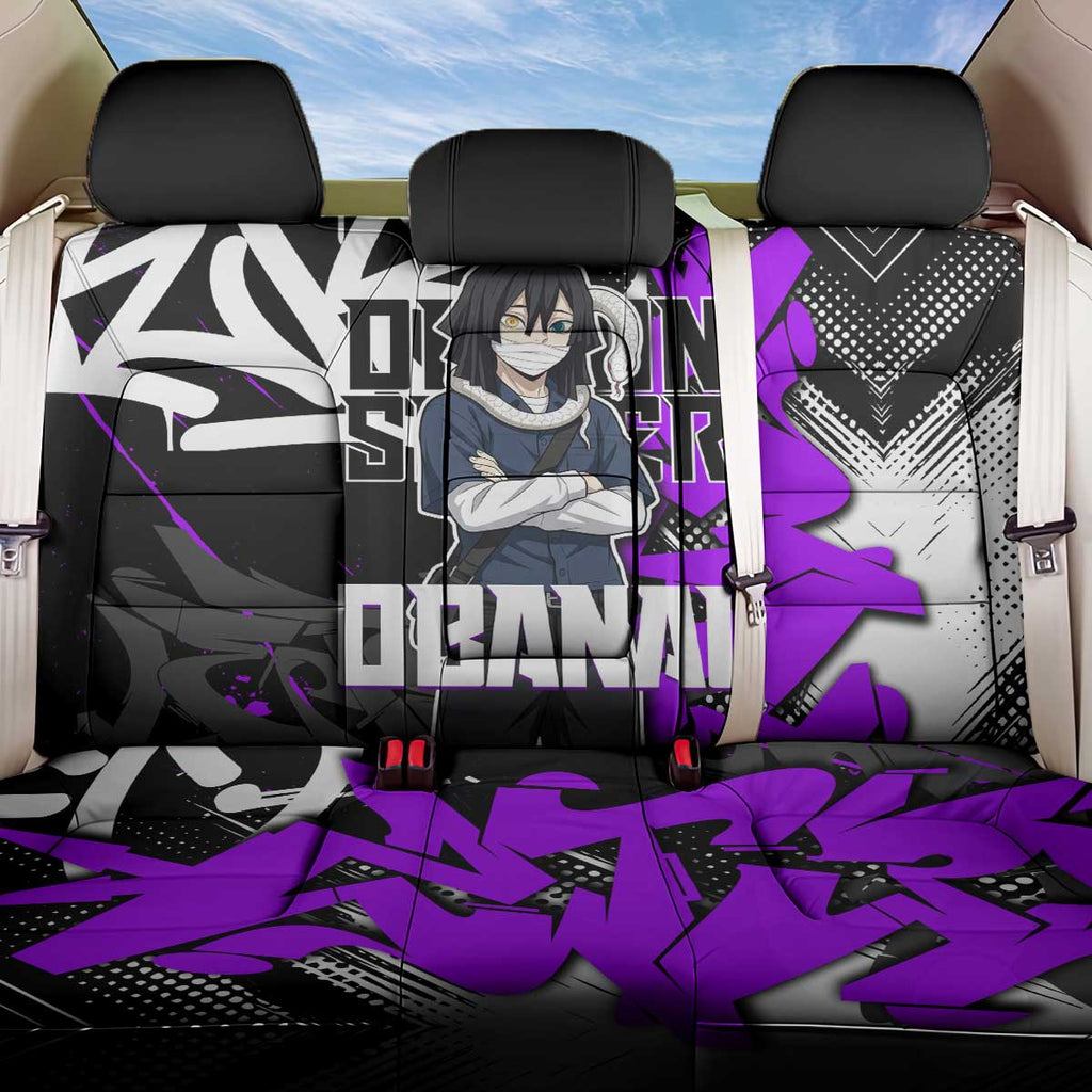 Obanai Iguro Demon Slayer Back Car Seat Cover Purple Graffiti Anime Style