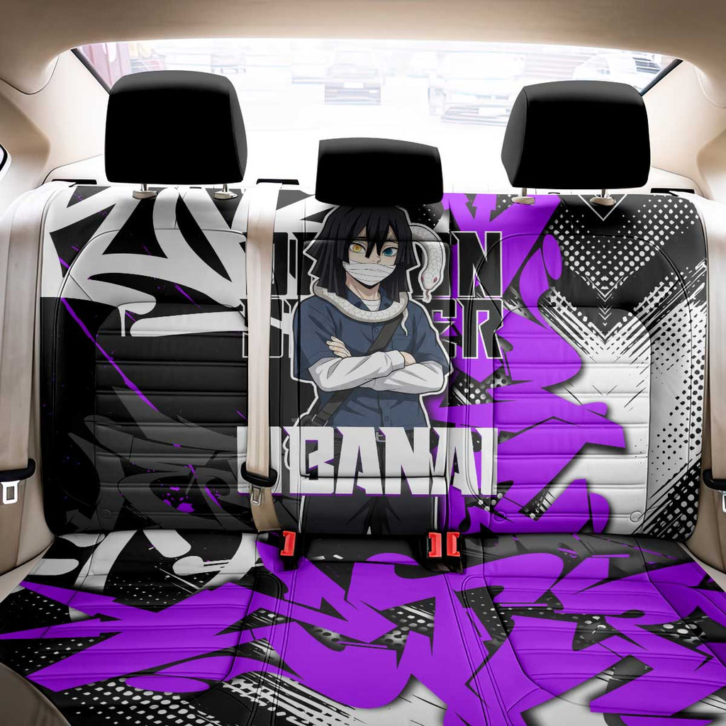 Obanai Iguro Demon Slayer Back Car Seat Cover Purple Graffiti Anime Style