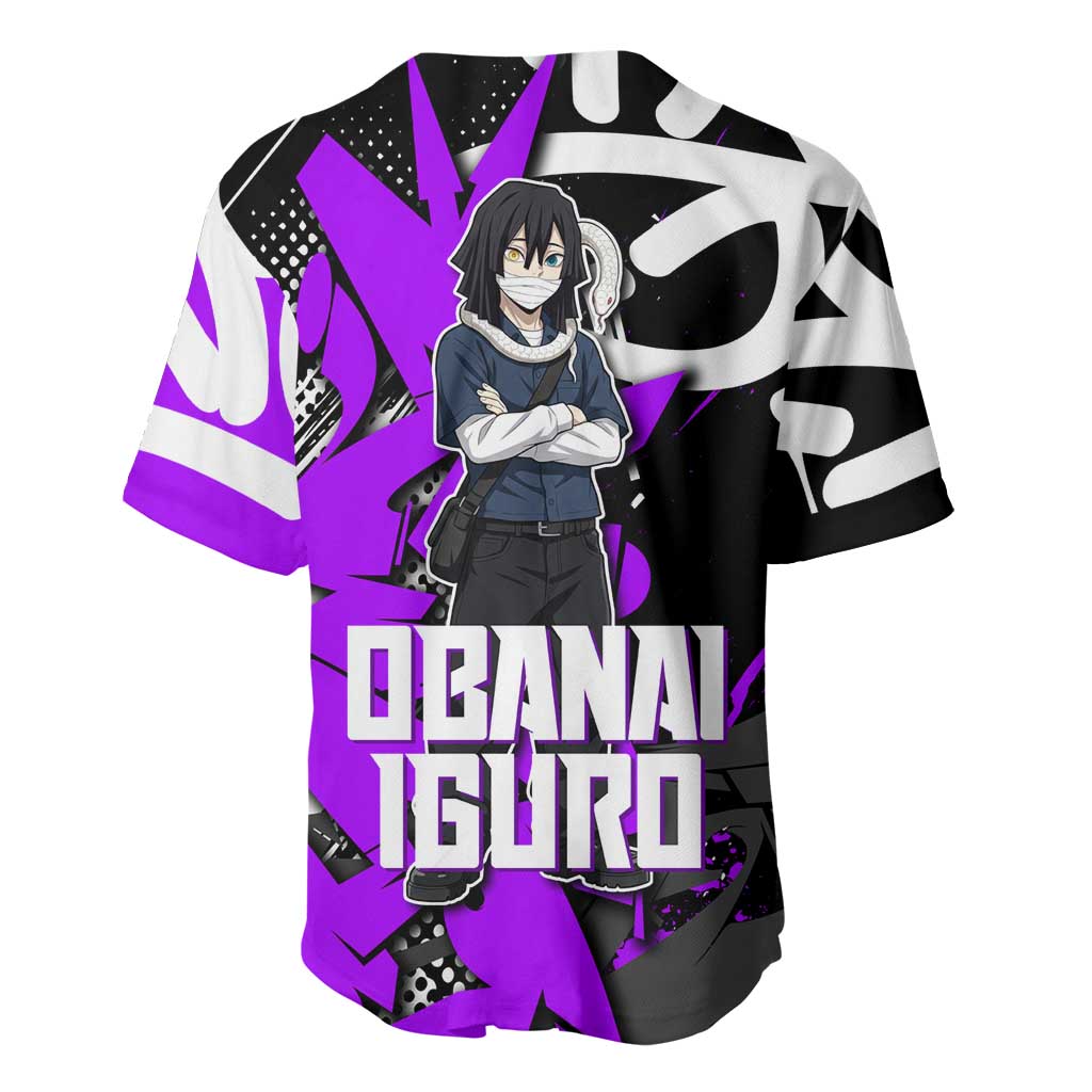 Obanai Iguro Demon Slayer Baseball Jersey Purple Graffiti Anime Style