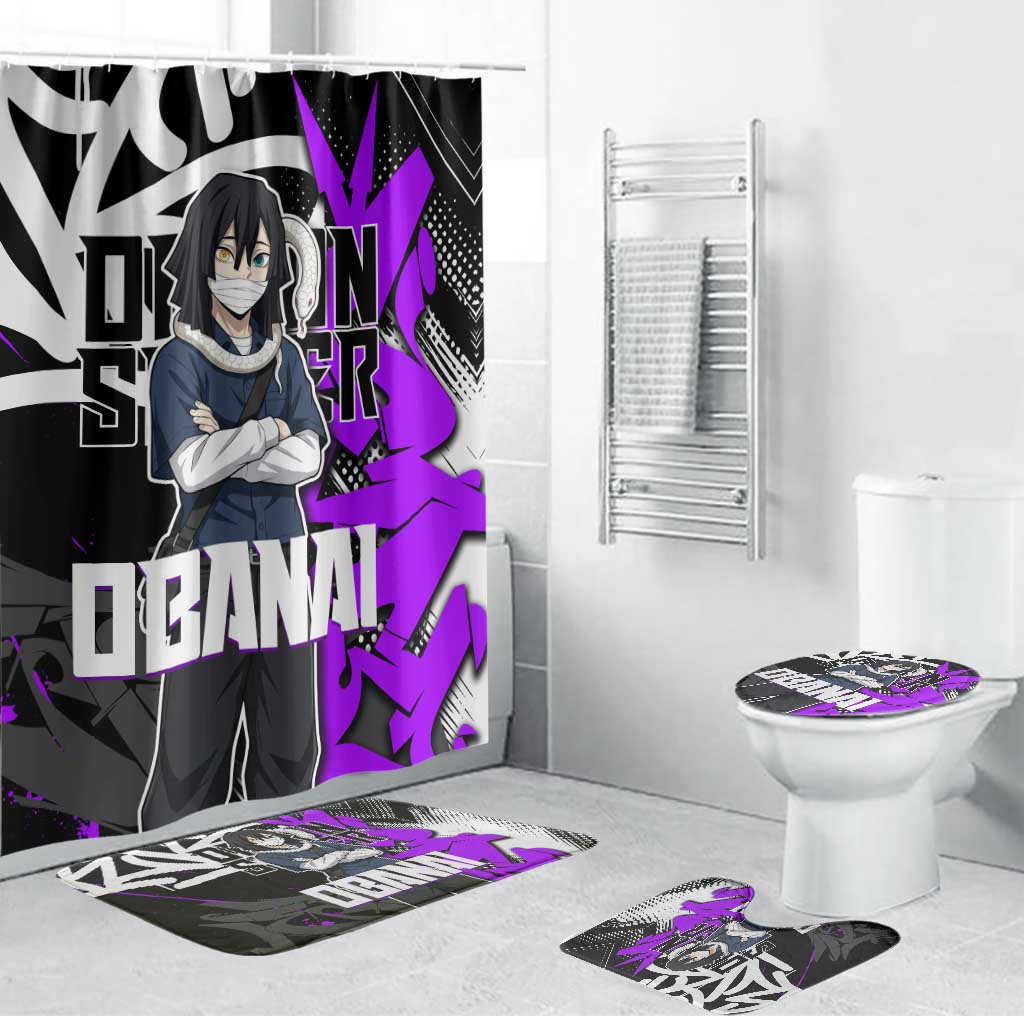 Obanai Iguro Demon Slayer Bathroom Set Purple Graffiti Anime Style